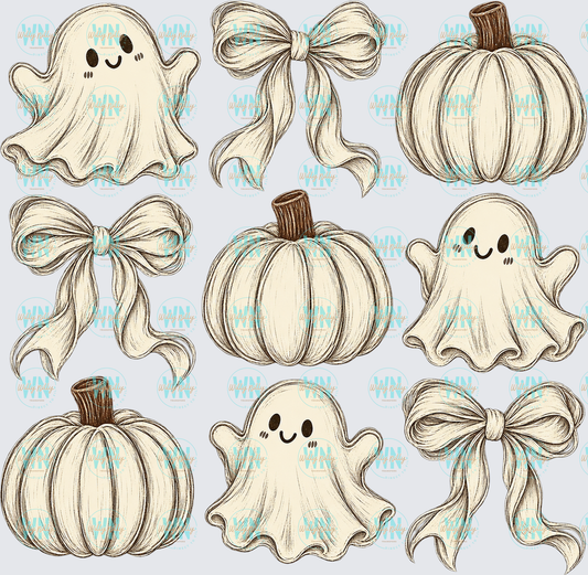 Ghosts, Pumpkins, and Bows-Ready to Press DTF Transfer