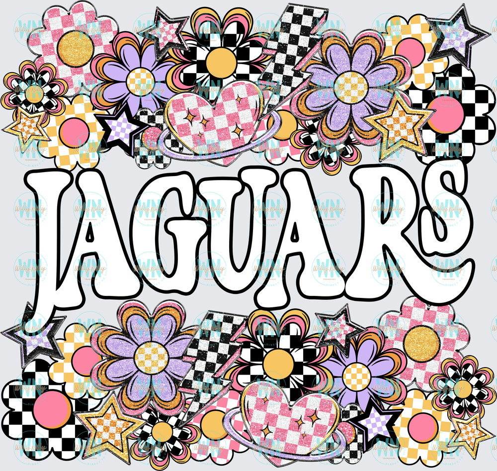 Funky Flowers Jaguars-Ready to Press DTF Transfer