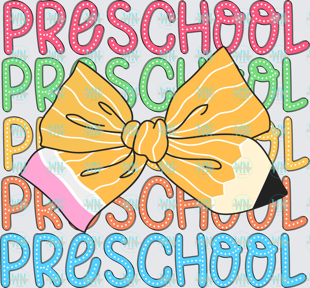 Preschool (stacked with bow)-Ready to Press DTF Transfer