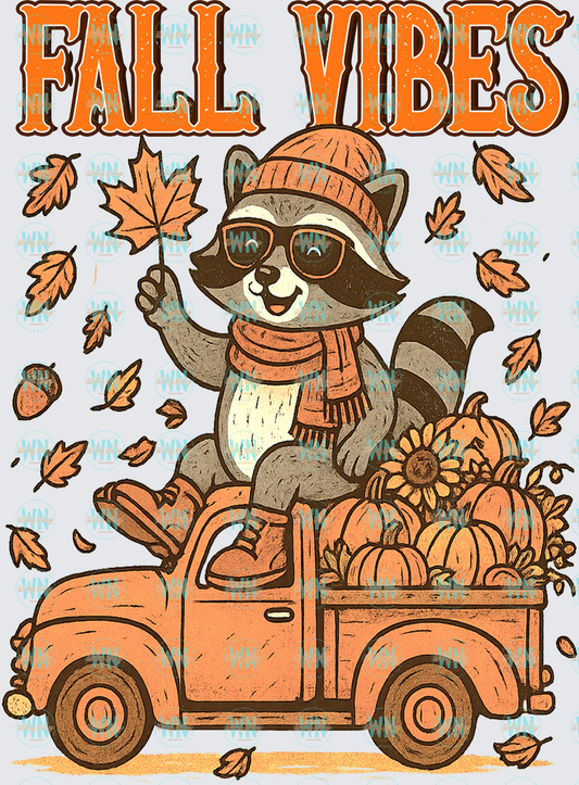 Fall Vibes (racoon)-Ready to Press DTF Transfer