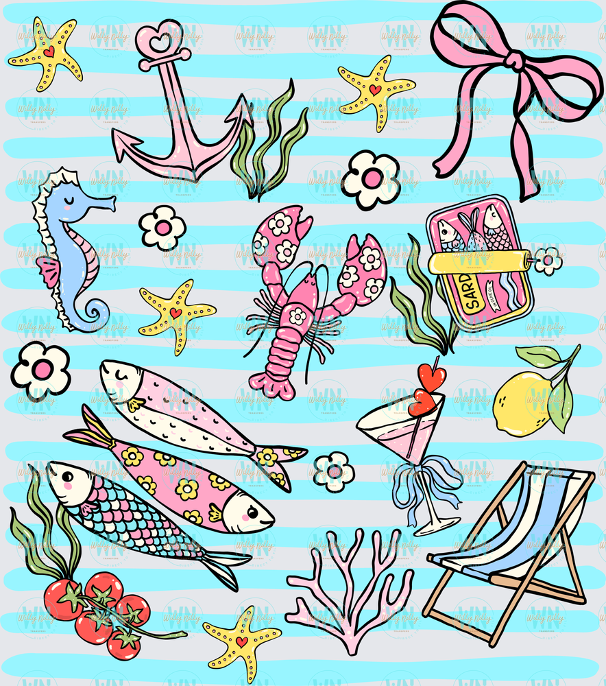 Beach and Stripes-Ready to Press DTF Transfer
