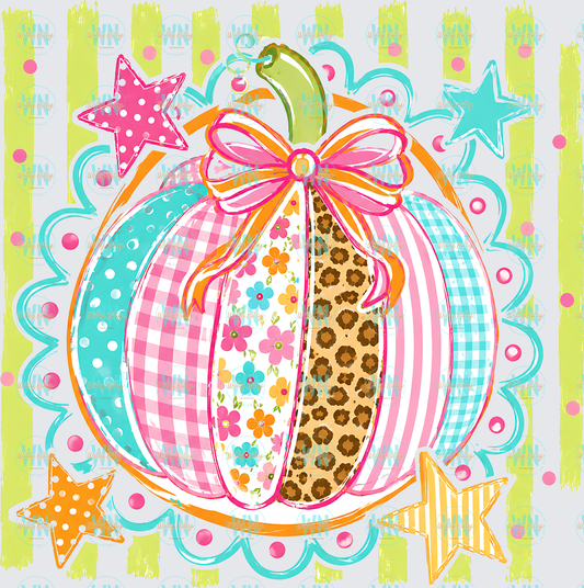 Cute Pumpkin (green background)-Ready to Press DTF Transfer