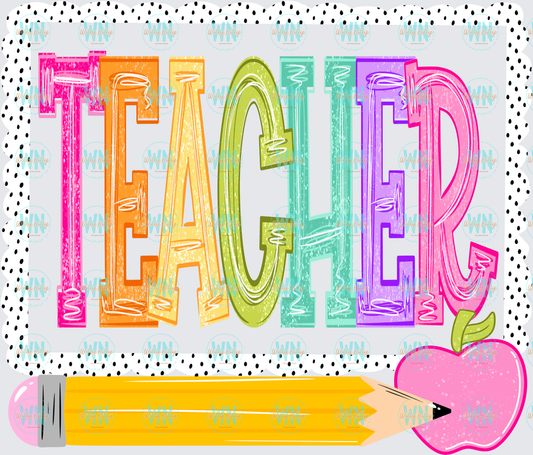 Teacher (pencil and apple)-Ready to Press DTF Transfer