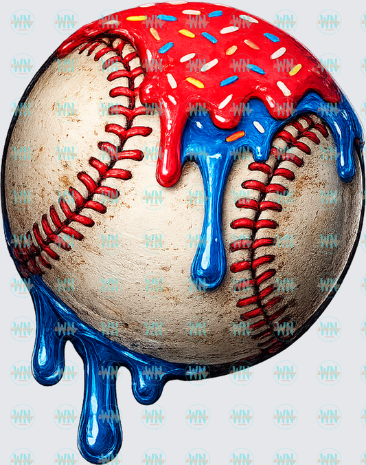 Baseball Red and Blue Drip-Ready to Press DTF Transfer