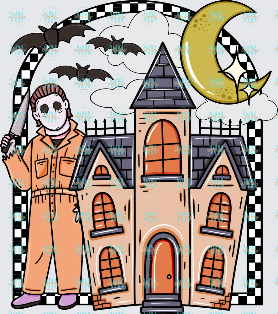 Michael Myers Haunted House-Ready to Press DTF Transfer