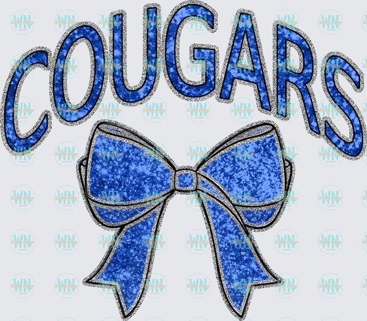 Cougars Glitter Bow-Ready to Press DTF Transfer