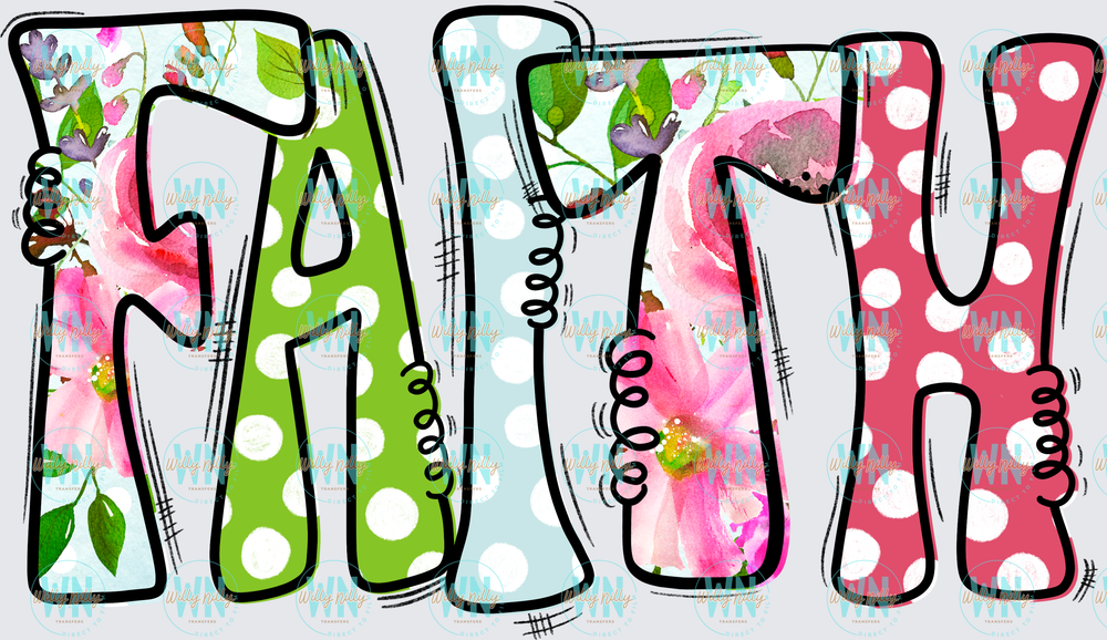 Faith Word Art-Ready to Press DTF Transfer