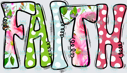 Faith Word Art-Ready to Press DTF Transfer