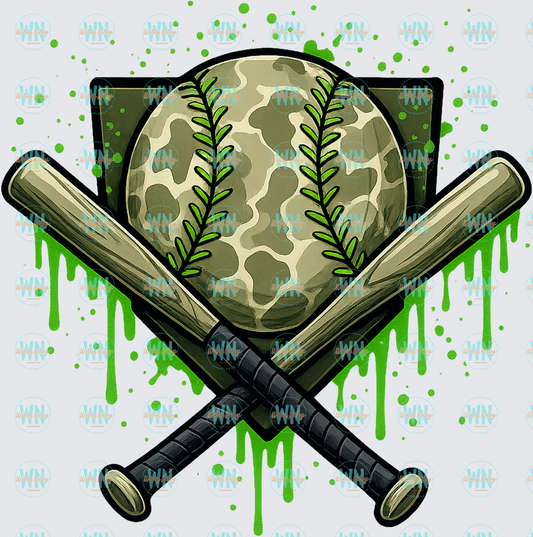 Camo Baseball Drip-Ready to Press DTF Transfer