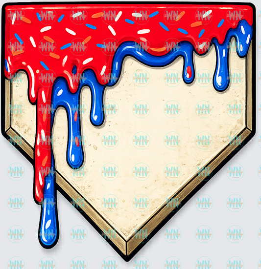 Home Plate Red and Blue Drip-Ready to Press DTF Transfer
