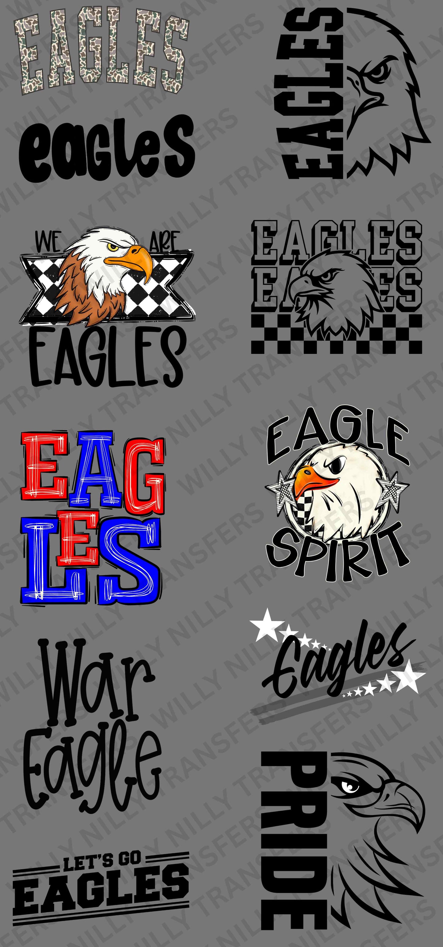 Premade DTF Gang Sheet-Let's Go EAGLES (youth)